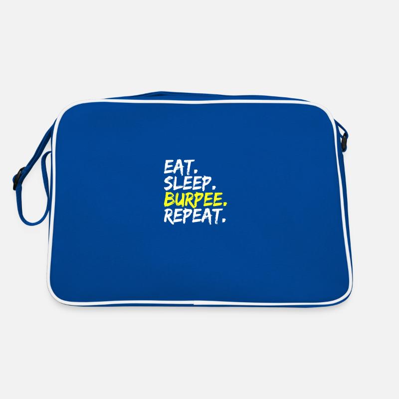 Eat Sleep Burpee Repeat Training Muscle Building Retro Bag