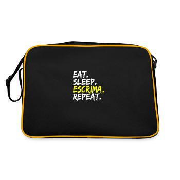 Eat Sleep Escrima Repeat Geschenk Sport Outfit - Retro Tasche - Schwarz/Gold - Hinten