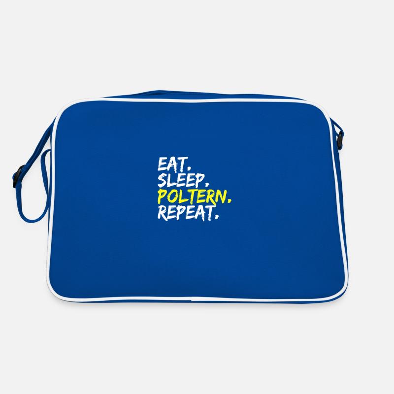 Eat Sleep Poltern Repeat Junggesellenabschied Retro Tasche