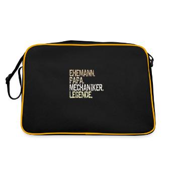 Mechaniker Ehemann Papa Legende Autoschrauber - Retro Tasche - Schwarz/Gold - Hinten