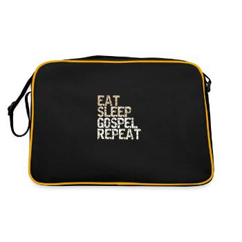 Eat Sleep Gospel Repeat vintage Spruch Kirche - Retro Tasche - Schwarz/Gold - Hinten