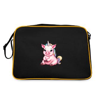 Cute Unicorn Pig Fusion - Creative Design - Retro Bag - black/gold - Back