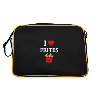 Ich liebe Pommes frites - Retro Tasche - Schwarz/Gold - Hinten