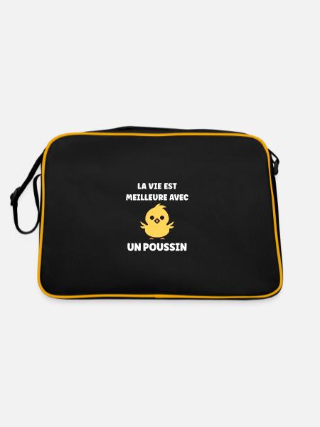 La vie est meilleure avec un poussin - Sac Retro - noir/or - Dos