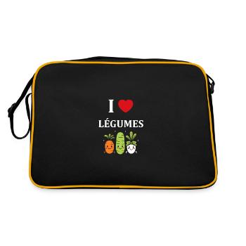 Humorvolles kleines veganes Gemüse - Retro Tasche - Schwarz/Gold - Hinten