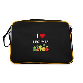 Humorvolles kleines veganes Gemüse - Retro Tasche - Schwarz/Gold - Hinten