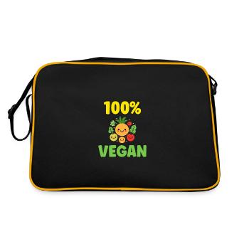 Humorvolles kleines veganes Gemüse - Retro Tasche - Schwarz/Gold - Hinten