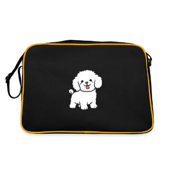 Humor Hund Kleiner Pudel - Retro Tasche - Schwarz/Gold - Hinten