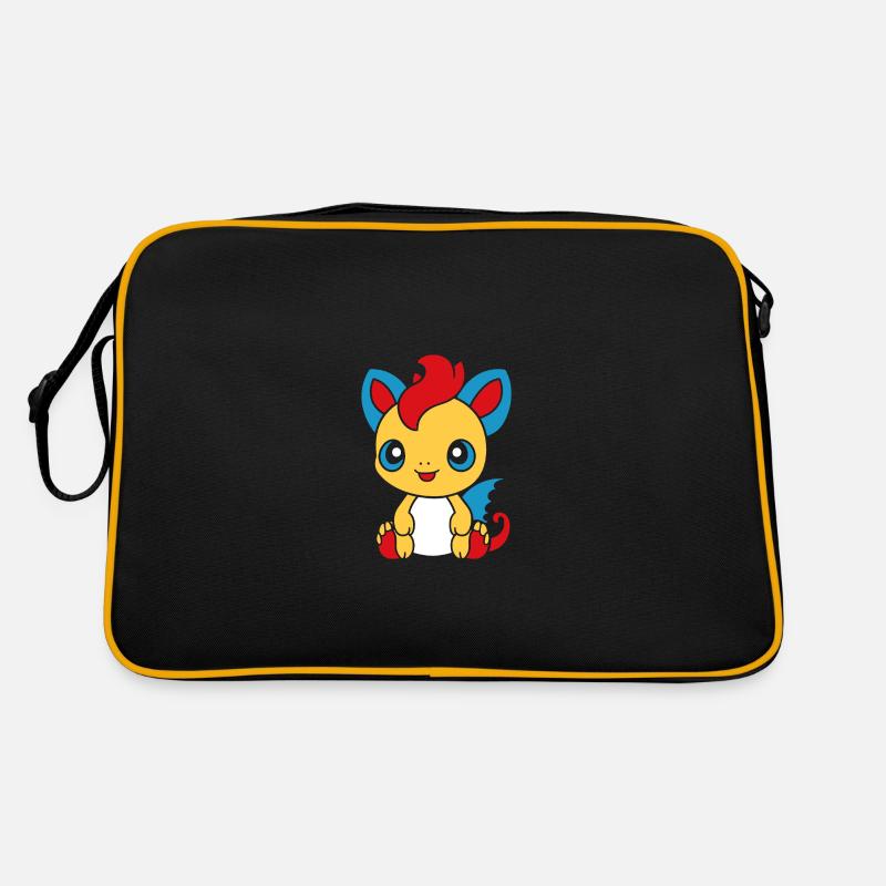 Bébé dragon - Sac Retro - noir/or