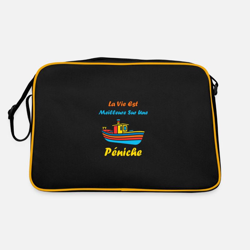 Bateau humour péniche - Sac Retro - noir/or