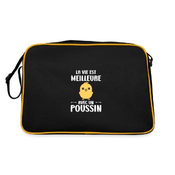 Humour bébé poussin - Sac Retro - noir/or - Dos