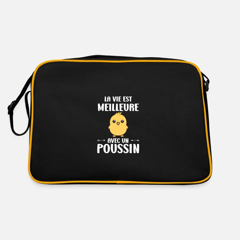 Humour bébé poussin - Sac Retro - noir/or