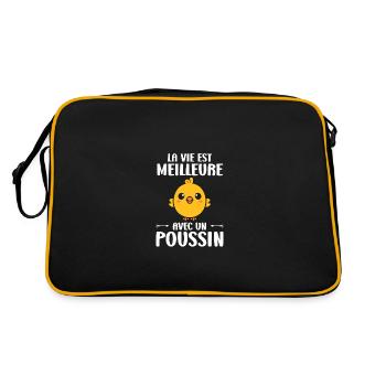 Humour bébé poussin - Sac Retro - noir/or - Dos