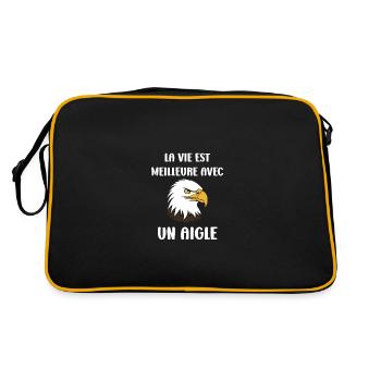 Citation humour Oiseau aigle - Sac Retro - noir/or - Dos