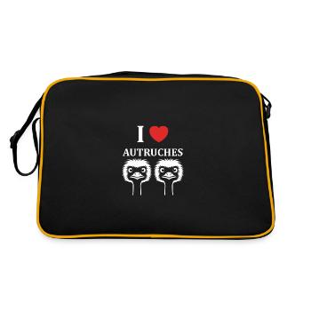 Humorous Ostrich Quote - Retro Bag - black/gold - Back