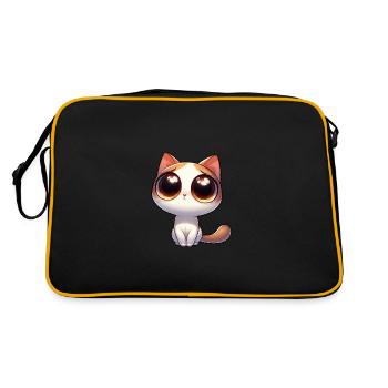Cute shy cat in begging mode - Retro Bag - black/gold - Back
