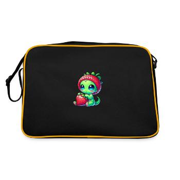 Alien excentrique avec chapeau de fraise Dessin animé mignon - Sac Retro - noir/or - Dos