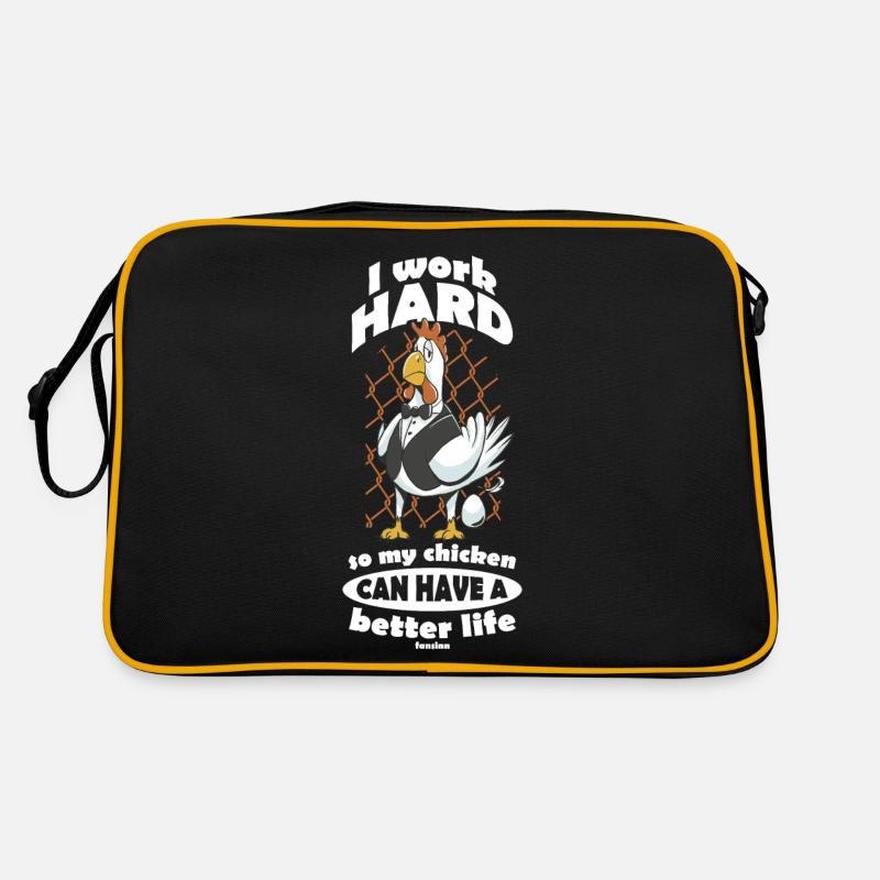 Huhn - Retro Tasche - Schwarz/Gold