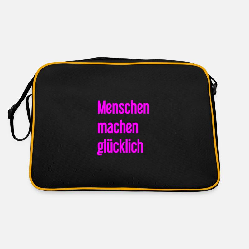 Menschen machen glücklich – Positives Statement Retro Tasche