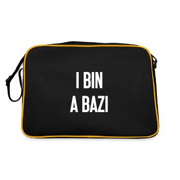 I bin a Bazi – Bayerischer Spruch mit Humor - Retro Tasche - Schwarz/Gold - Hinten