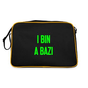 I bin a Bazi – Bayerischer Spruch mit Humor - Retro Tasche - Schwarz/Gold - Hinten
