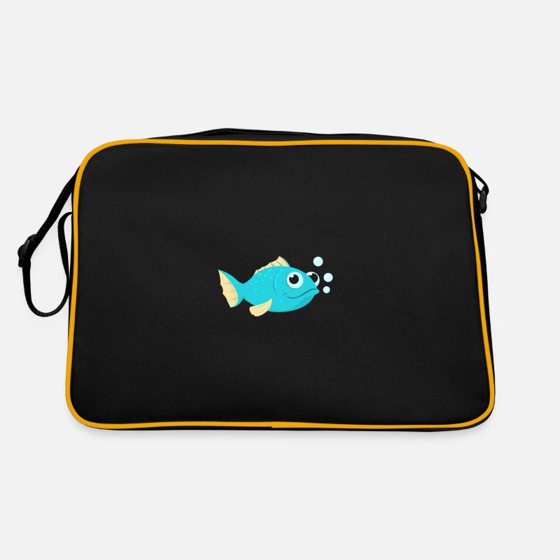 petit poisson poisson pêche - Sac Retro - noir/or