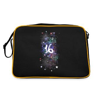16,birthday,16 years, fireworks, graffiti - Retro Bag - black/gold - Back