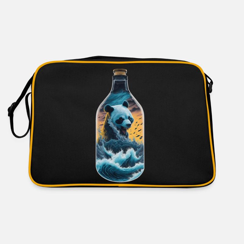 Panda - Retro Tasche - Schwarz/Gold