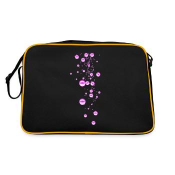 Pink, pearls, pearl, rain, stars, rivets - Retro Bag - black/gold - Back