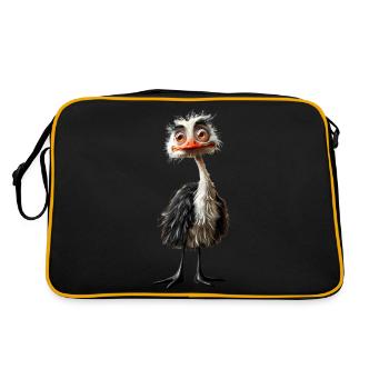 Oiseau autruche #lovely toons - Sac Retro - noir/or - Dos