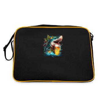 Cool shark drinking beer - Retro Bag - black/gold - Back