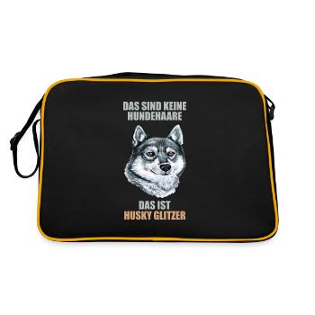 Husky Glitzer Hundehalter Hundehaare - Retro Tasche - Schwarz/Gold - Hinten