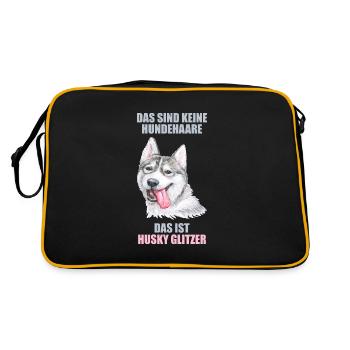 Husky Glitzer Hundehalter Hundehaare - Retro Tasche - Schwarz/Gold - Hinten