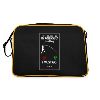 Stabhochsprung Stabhochspringer Spruch Lustig Witz - Retro Tasche - Schwarz/Gold - Hinten