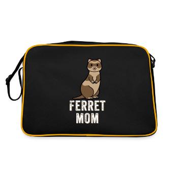 Ferret Mom - Funny Ferret, Cute Ferret - Retro Bag - black/gold - Back