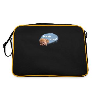 Bär Affirmation für Kinder und Tierliebhaber - Retro Tasche - Schwarz/Gold - Hinten