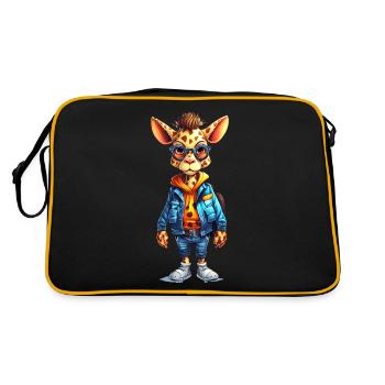 Cute Giraffe Cartoon - Retro Bag - black/gold - Back
