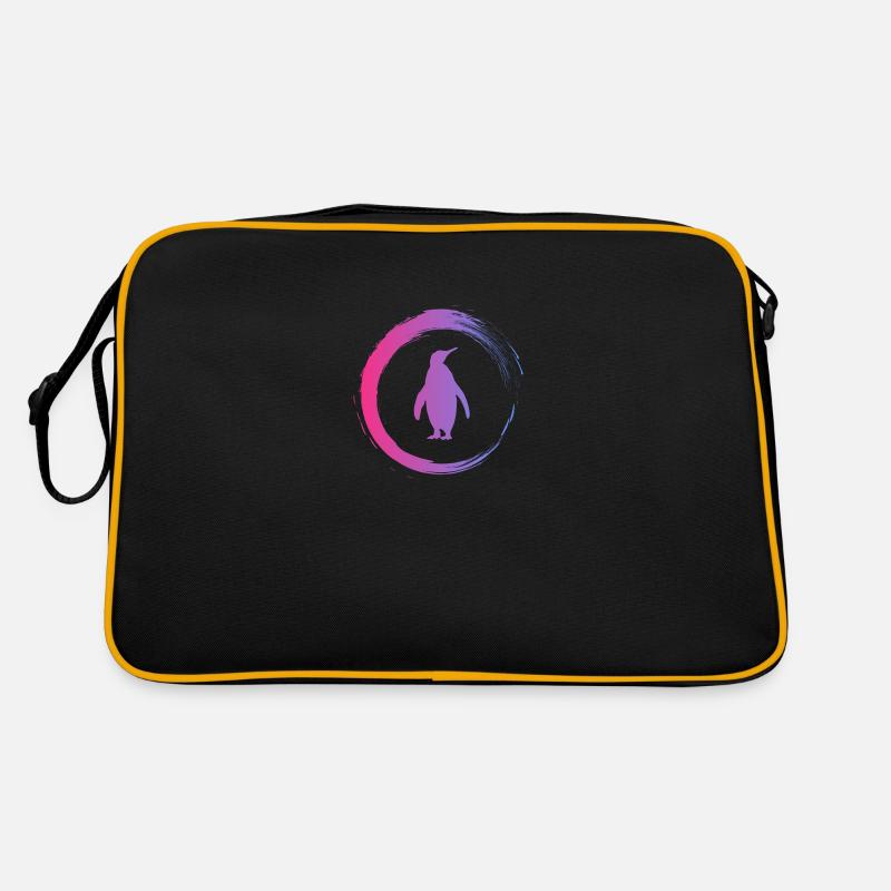 Pinguin - Retro Tasche - Schwarz/Gold