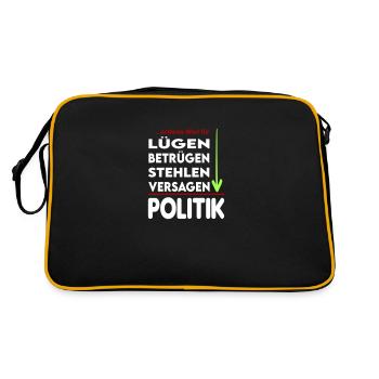 Politik Versager Lügner Betrüger FDP SPD Grüne - Retro Tasche - Schwarz/Gold - Hinten