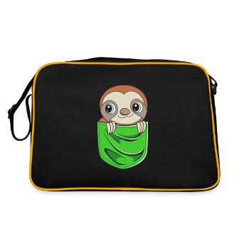 Sloth, laziness, lazy, morning grouch - Retro Bag - black/gold - Back