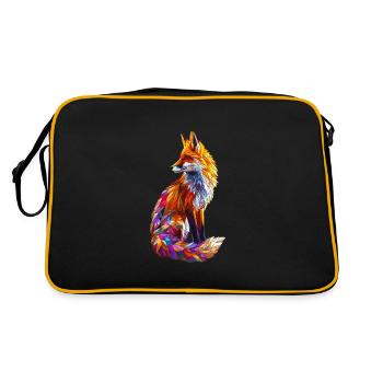 Geometrischer Fuchs Abstrakte Kunst Fuchs Tier - Retro Tasche - Schwarz/Gold - Hinten