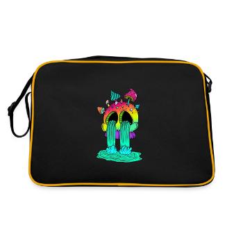 Skull & Mushrooms - Retro Bag - black/gold - Back