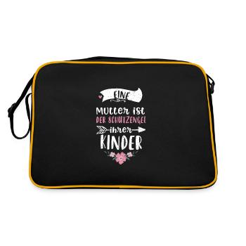 Eine Mutter ist der Schutzengel... - Retro Tasche - Schwarz/Gold - Hinten