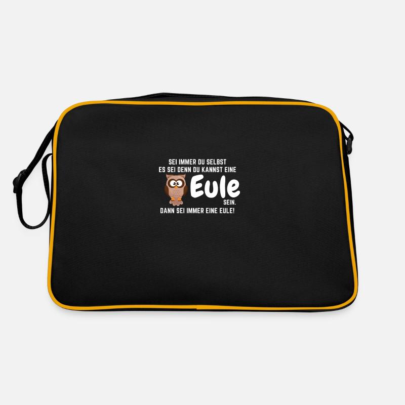 Eule Eulen Vogel Spruch Lustig Nachteule Geschenk - Retro Tasche - Schwarz/Gold