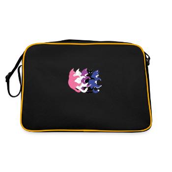 LGBTQ-Flagge - Niedlicher Katzenhaufen Genderfluid - Retro Tasche - Schwarz/Gold - Hinten