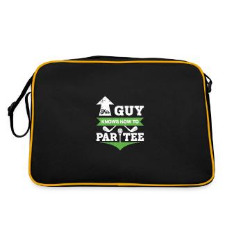 Dieser Typ Weiß, Wie Man T -Shirt - Golf - Retro Tasche - Schwarz/Gold - Hinten
