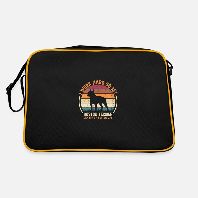 Work Hard - Retro Boston Terrier Retro Bag