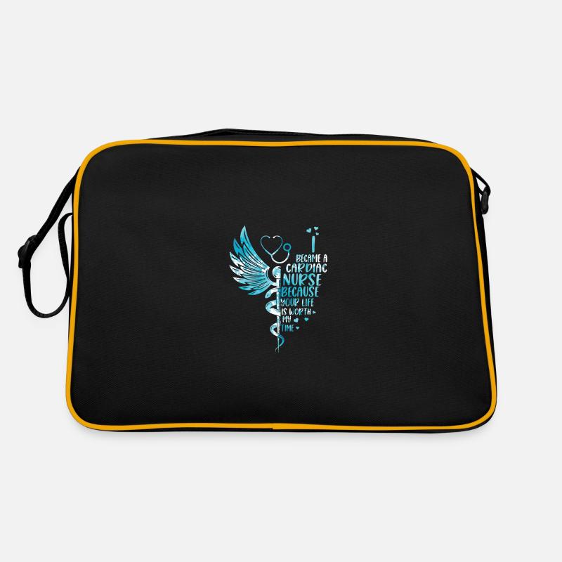 Das Leben Ist Wert - Herzschwester - Retro Tasche - Schwarz/Gold