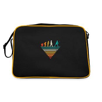 Menschliche Evolution - Vintage Badminton - Retro Tasche - Schwarz/Gold - Hinten