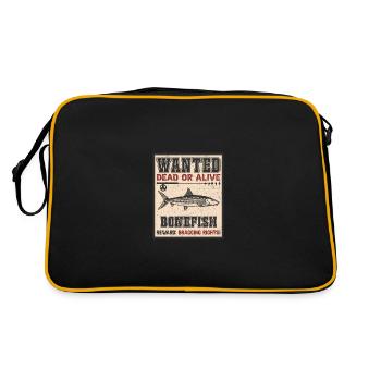 Gesuchter Fisch – Knochenfischangeln - Retro Tasche - Schwarz/Gold - Hinten